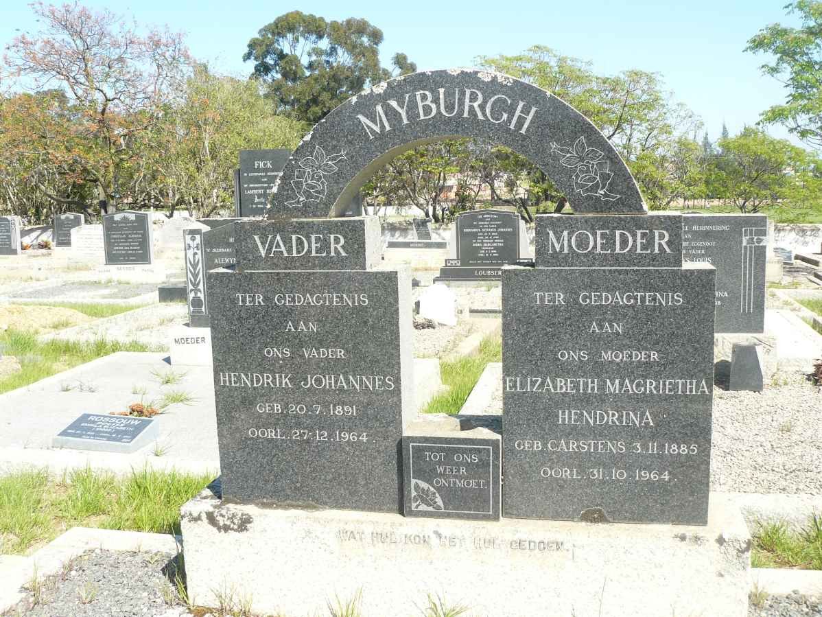 MYBURGH Hendrik Johannes 1891-1964 &amp; Elizabeth Magrietha Hendrina CARSTENS 1885-1964