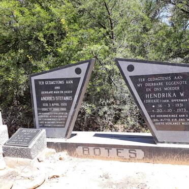 BOTES Andries Stefanus 1926-1968 &amp; Hendrika W. OPPERMAN 1931-1973