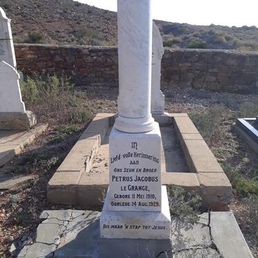 GRANGE Petrus Jacobus, le 1910-1929