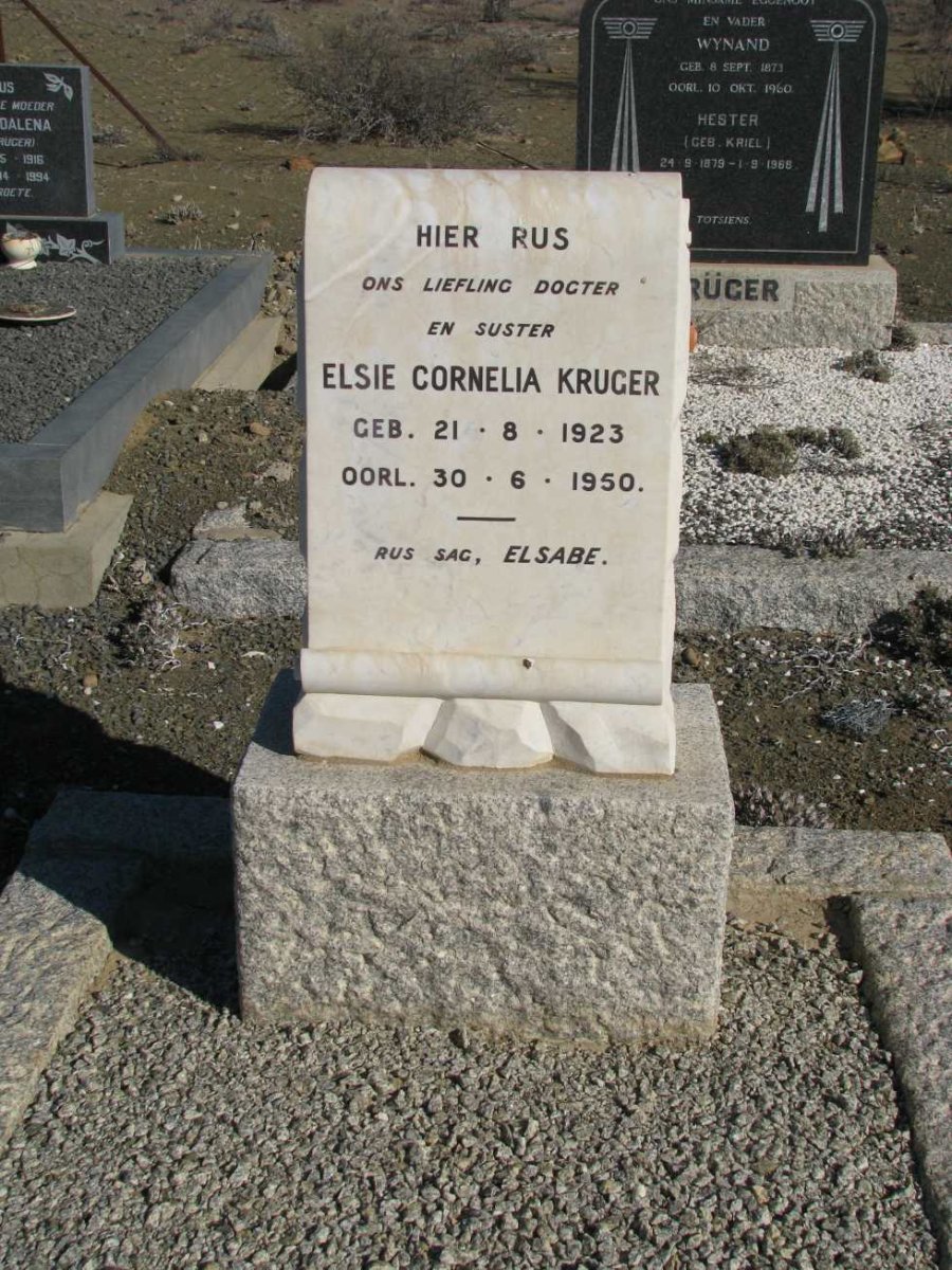 KRUGER Elsie Cornelia 1923-1950