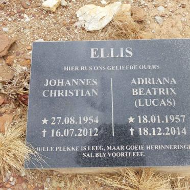 ELLIS Johannes Christian 1954-2012 &amp; Adriana Beatrix LUCAS 1957-2014