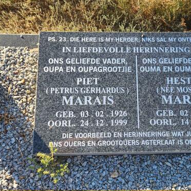 MARAIS Petrus Gerhardus 1926-1991 & Hester MOSTERT 1940-2021