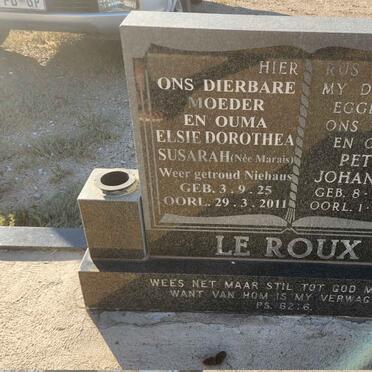 ROUX Peter Johannes, le 1922-1983 & Elsie Dorothea Susarah MARAIS 1925-2011
