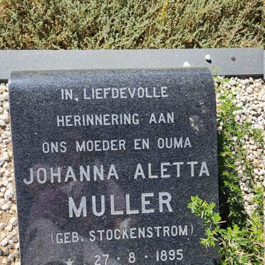 MULLER Johanna Aletta nee STOCKENSTROM 1895-1989