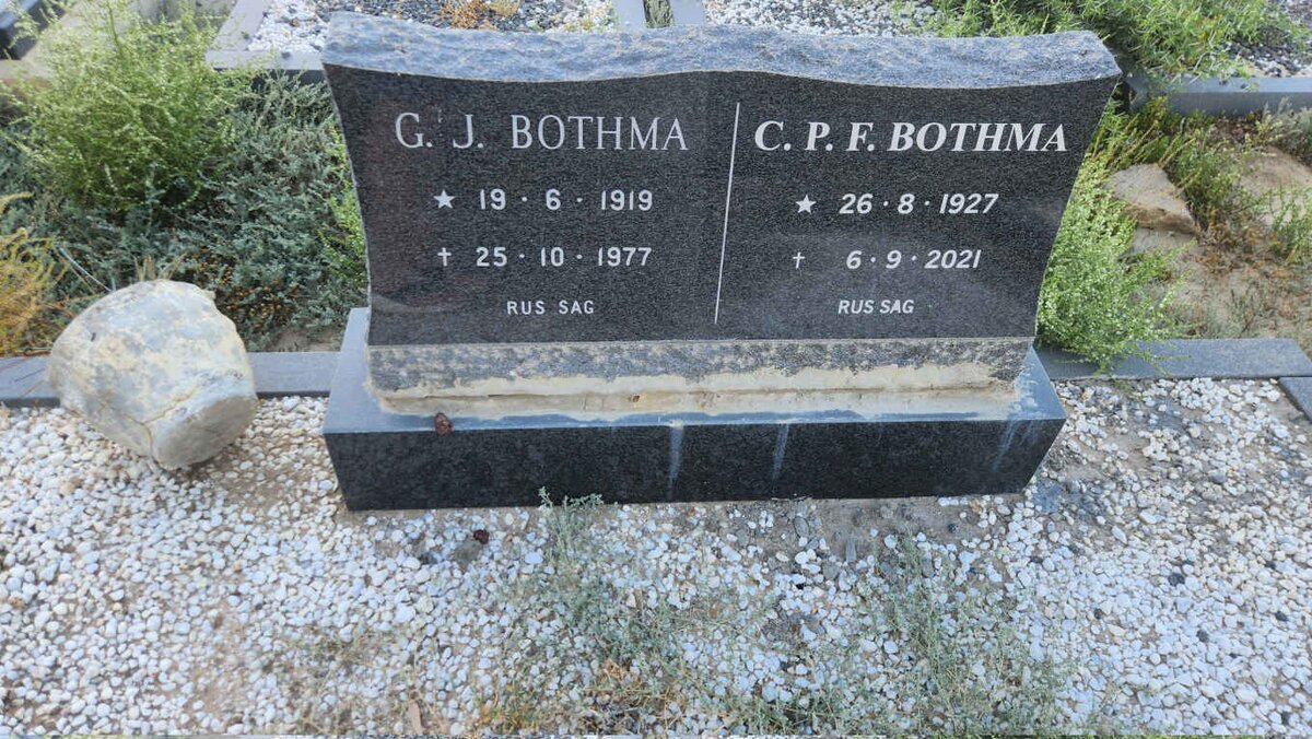 BOTHMA G.J. 1919-1977 & C.P.F. 1927-2021