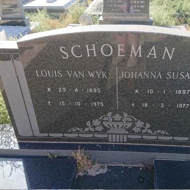 SCHOEMAN Louis Van Wyk 1895-1975 & Johanna Susarah 1897-1977
