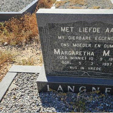 LANGNER Margaretha M.S. nee MINNIE 1910-1997