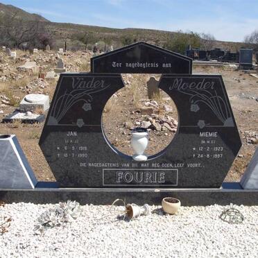 FOURIE J. A. J. 1919-1990 &amp; M.M.E. 1923-1997