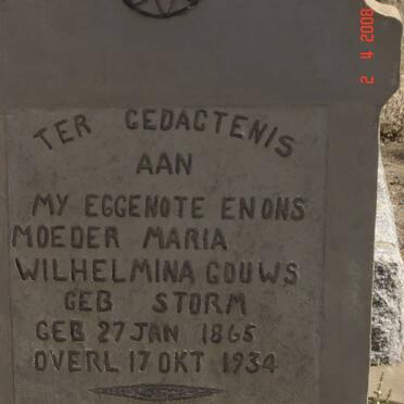 GOUWS Maria Wilhelmina nee STORM 1865-1934