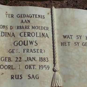 GOUWS Dina Cerolina nee FRASER 1883-1959