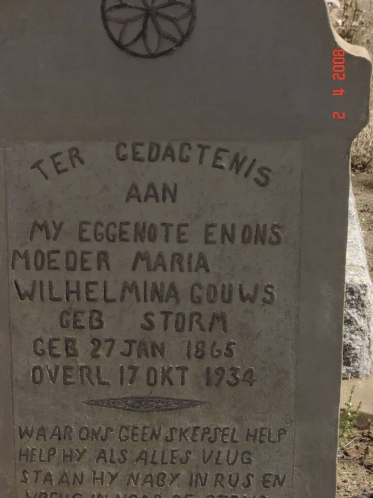 GOUWS Maria Wilhelmina nee STORM 1865-1934