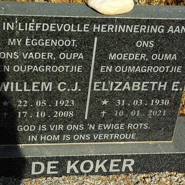 KOKER Willem C.J., de 1923-2008 & Elizabeth E. 1930-2021