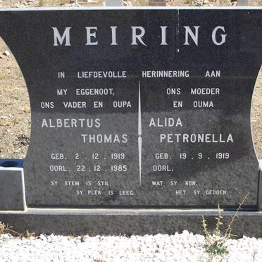 MEIRING Albertus Thomas 1919-1985 &amp; Alida Petronella 1919-