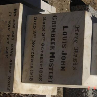 MOSTERT Louis John Grimbeek 1892-1918