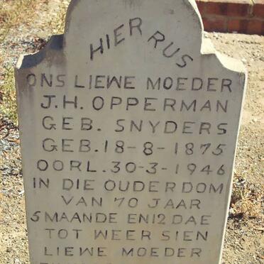OPPERMAN J.H. nee SNYDERS 1875-1946