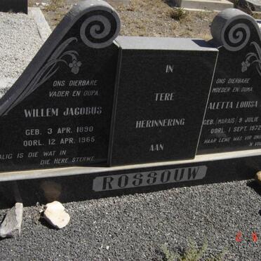 ROSSOUW Willem Jacobus 1890-1965 &amp; Aletta Louisa M. MARAIS 1900-1972