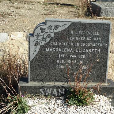 SWANEPOEL Magdalena Elizabeth nee VAN ECK 1903-1984