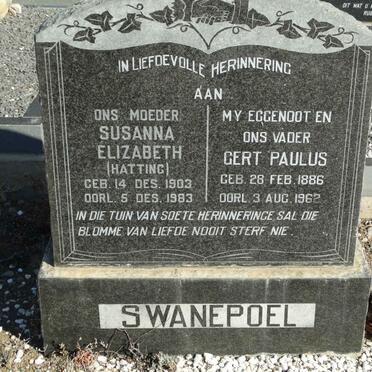 SWANEPOEL Gert Paulus 1886-1962 &amp; Susanna Elizabeth HATTING 1903-1983