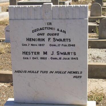 SWARTS Hendrik F. 1857-1948 &amp; Hester M.J. 1862-1945