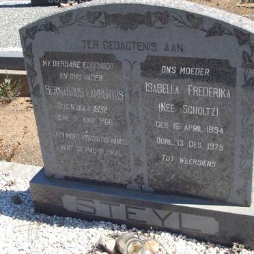 STEYL Bernardus Lambertus 1892-1966 &amp; Isabella Frederika SCHOLTZ 1894-1975