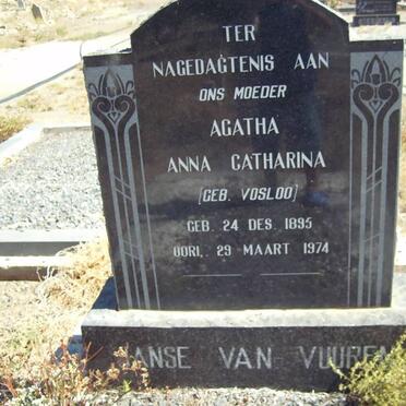VUUREN Agatha Anna Catharina, Janse van nee VOSLOO 1895-1974