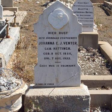 VENTER Johanna E.J. nee HATTINGH 1855-1922