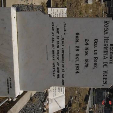 VRIES Rosa Hermina, de nee LE ROUX 1879-1934