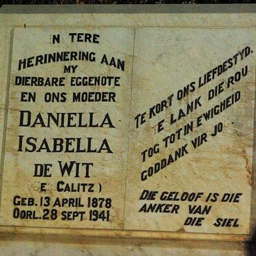 WIT Daniella Isabella, de nee CALITZ 1878-1941