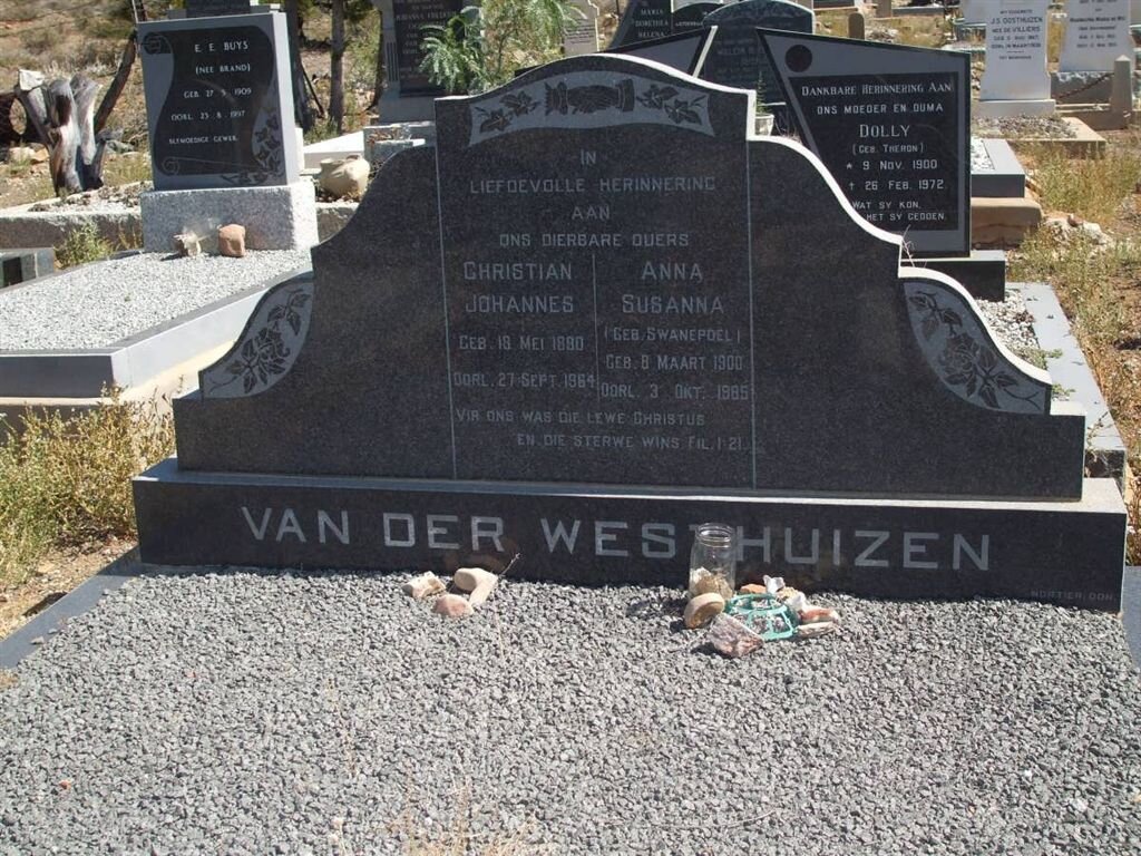 WESTHUIZEN Christian Johannes, van der 1890-1964 &amp; Anna Susanna SWANEPOEL 1900-1985