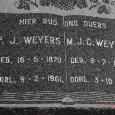 WEYERS P.J. 1870-1961 &amp; M.J.C. 1859-1941