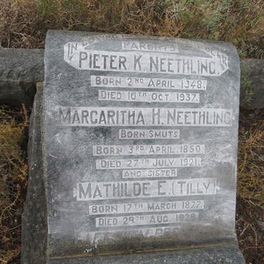 NEETHLING Pieter K. 1848-1937 &amp; Margaritha H. SMUTS 1850-1921 :: NEETHLING Mathilda E. 1877-1929