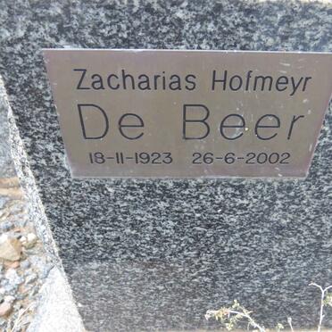 BEER Zacharias Hofmeyr, de 1923-2002