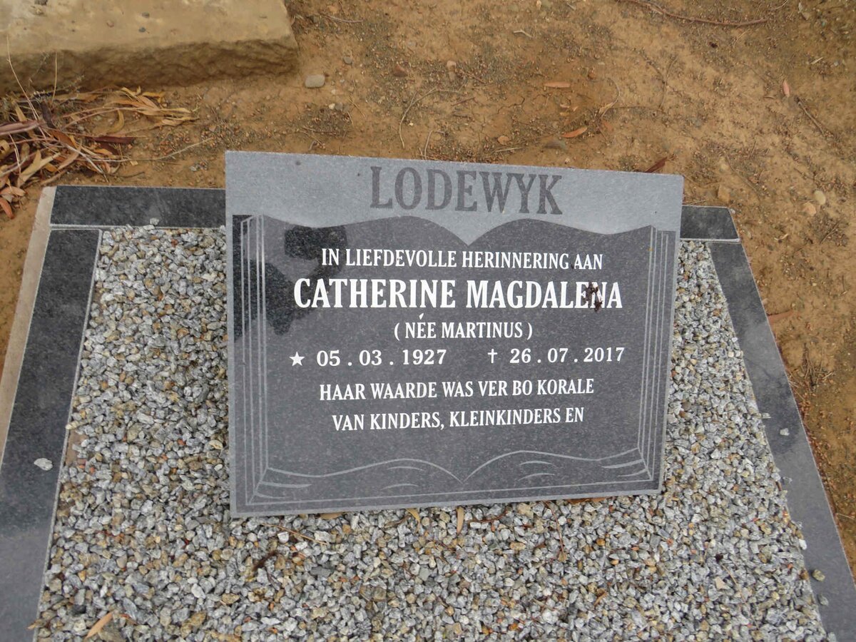 LODEWYK Catherine Magdalena nee MARTINUS 1927-2017