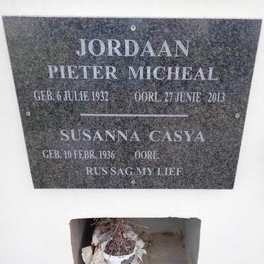 JORDAAN Pieter Micheal 1932-2013 &amp; Susanna Casya 1936-