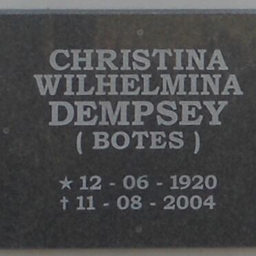 DEMPSEY Christina Wilhelmina née BOTES 1920-2004
