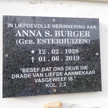 BURGER Anna S. nee ESTERHUIZEN 1928-2019