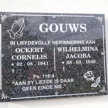 GOUWS Ockert Cornelis 1941- &amp; Wilhelmina Jacoba 1946-