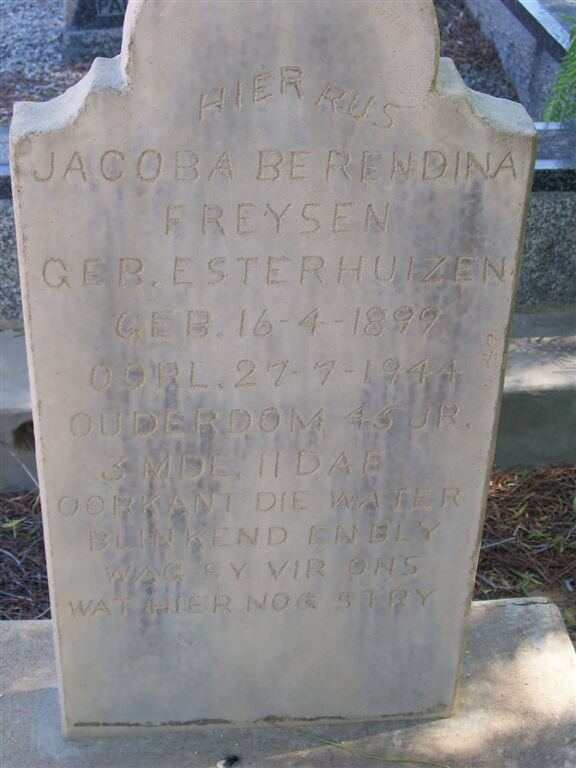 FREYSEN Jacoba Berendina nee ESTERHUIZEN 1899-1944