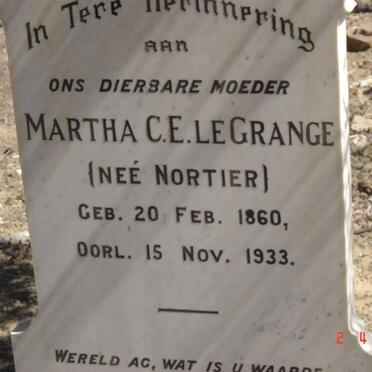 GRANGE Martha C.E., le nee NORTIER 1860-1933