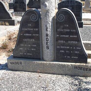 ROES Gottlieb, le 1908-1965 &amp; Dora Sophia ROSSOUW 1908-1963