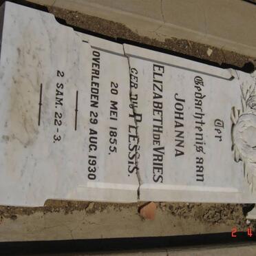 VRIES Johannes Elizabeth, de nee DU PLESSIS 1855-1930