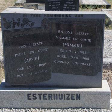 ESTERHUIZEN Appie 1890-1963 &amp; Mimmie 1893-1965