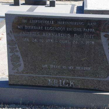 FRICK Andries Bernardus Du Toit 1931-1978