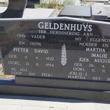 GELDENHUYS Pieter David 1922-1994 &amp; Martha A.C. AUGUSTYN 1927-1985