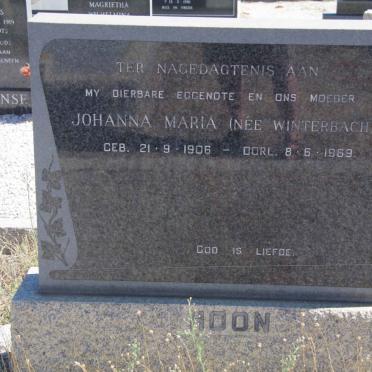 HOON Johanna Maria nee WINTERBACH 1906-1969