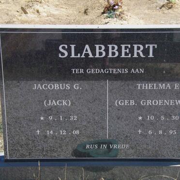 SLABBERT Jacobus G. 1932-2008 &amp; Thelma E. GROENEWALD 1930-1995
