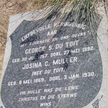 TOIT George S., du 1857-1892 :: MULLER Josina C. nee du TOIT 1869-1930