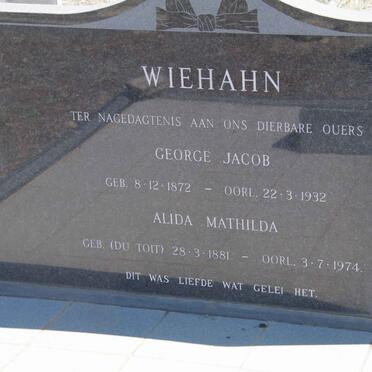 WIEHAHN George Jacob 1872-1932 &amp; Alida Mathilda du TOIT 1881-1974