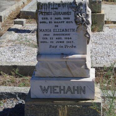 WIEHAHN Petrus Johannes 1859-1932 &amp; Maria Elizabeth ROUSSEAU 1864-1947