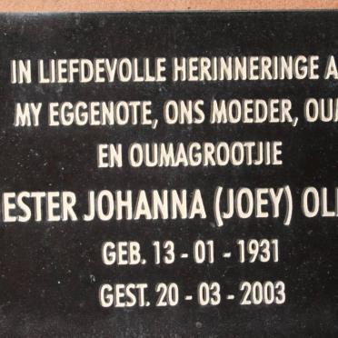 OLIVIER Hester Johanna 1931-2003